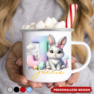 Cute Easter Bunny-Personalized Enamel Mug-Gift for Kids