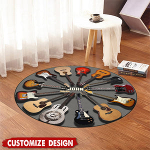 Personalized Guitar Round Rug,Doormat - Gift For Guitar Lovers