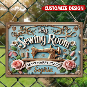 My Sewing Room - Personalized Sewing Rectangle Metal Sign