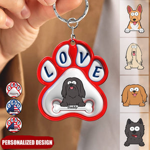 Cute Pet Dogs Flag Pattern-Personalized 3D Inflated Effect Keychain-Gift For Dog Lovers