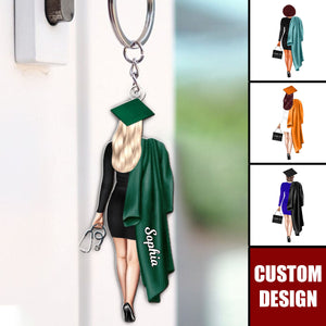 Personalized Graduation Girl Keychain