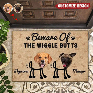 Custom Photo Beware Of The Wiggle Butts - Personalized Doormat