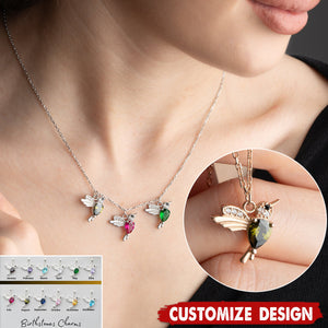 Personalized Birthstone Hummingbird Necklace - Gift Bird Lovers