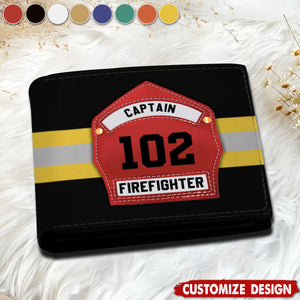 Personalized Fire Helmet Shields Wallet Gift For Firefighter