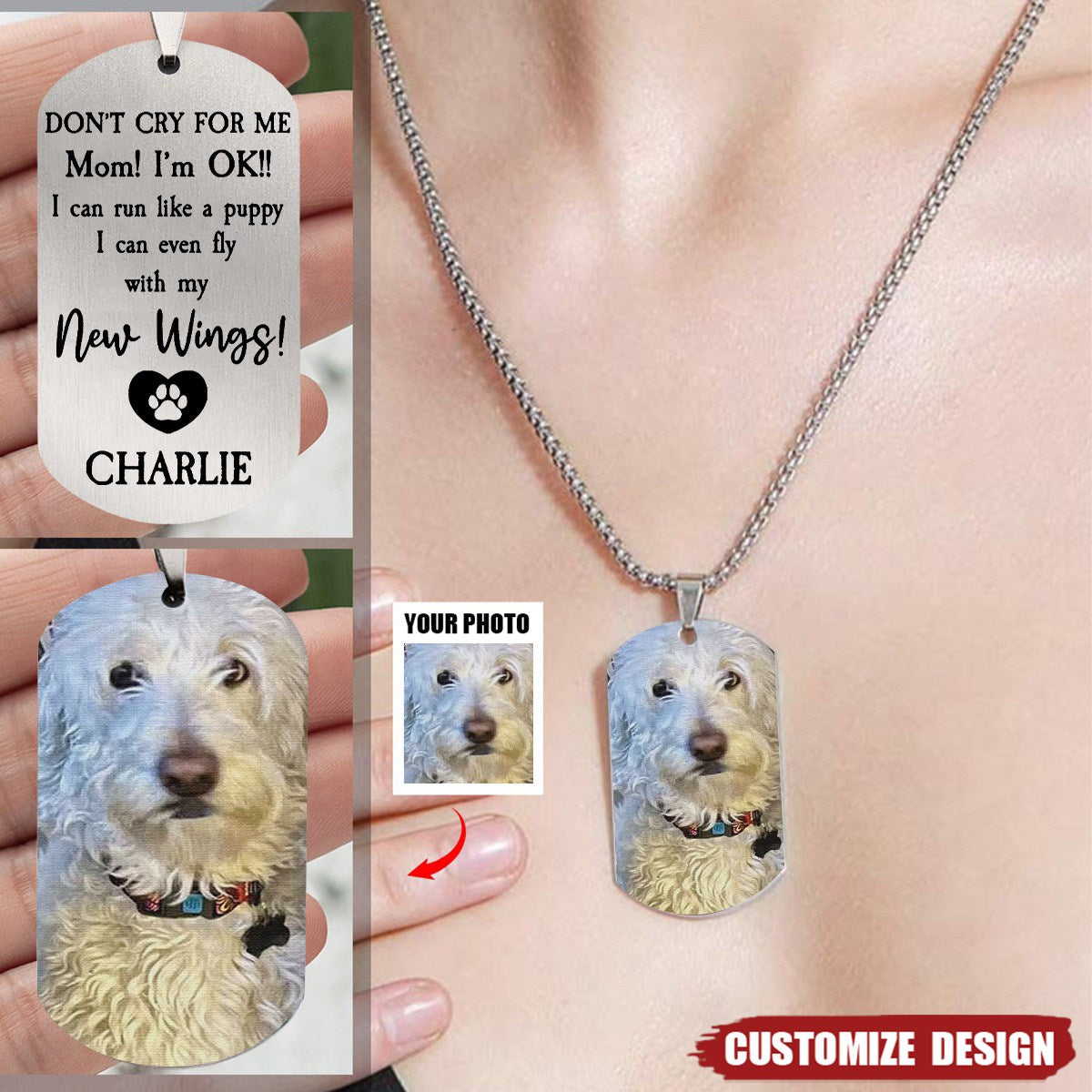 Don't Cry For Me - Personalized Photo Dog Tag Necklace