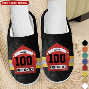 Custom Fire Helmet Shields Personalized Plush Slippers With Firefighter Theme