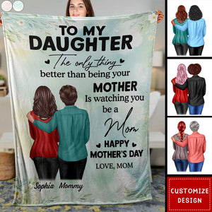 To My Daughter From Mom Happy Mother's Day Personalized Fleece Blanket-Mother's Day Gift For Daughter