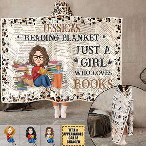 My Reading Blanket - Personalized Wearable Hooded Blanket - Gift For Book Lover