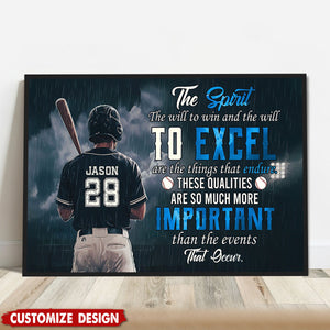 The Spirit The Will To Win - Personalized Baseball Poster - Gift For Baseball Lovers