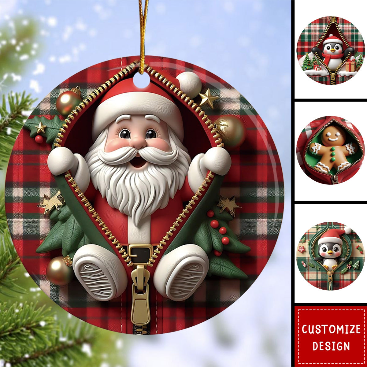 Zipper Effect Christmas Tree Ornament - 2024 New Release