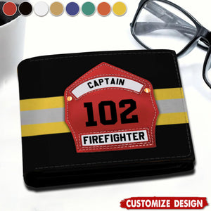 Personalized Fire Helmet Shields Wallet Gift For Firefighter