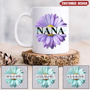 Mom Grandma Flower Daisy Color And Kids Personalized Mug