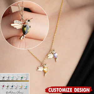 Personalized Birthstone Hummingbird Necklace - Gift Bird Lovers