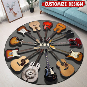 Personalized Guitar Round Rug,Doormat - Gift For Guitar Lovers