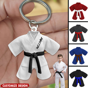 Personalized Black Belt Keychain - Gift For Jiu-Jitsu,Karate Lovers