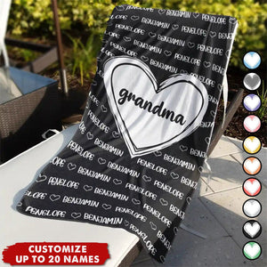 Grandkids, Kids Names For Grandma, Mom - Personalized Beach Towel