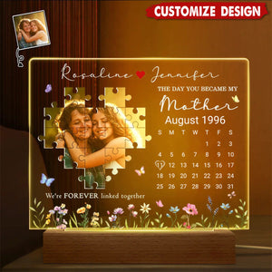 Custom Photo Calendar The Day You Became My Mother - Personalized 3D Led Light Wooden Base