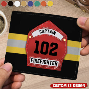 Personalized Fire Helmet Shields Wallet Gift For Firefighter