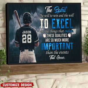 The Spirit The Will To Win - Personalized Baseball Poster - Gift For Baseball Lovers