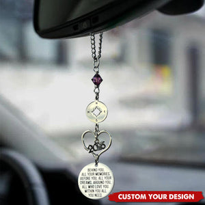 Personalized Behind you All Your Dreams Rearview Mirror Car Ornament, Graduation Gift For Her/Him