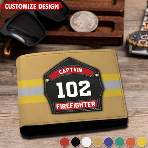 Personalized Fire Helmet Shields Wallet Gift For Firefighter