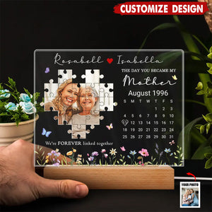 Custom Photo Calendar The Day You Became My Mother - Personalized 3D Led Light Wooden Base