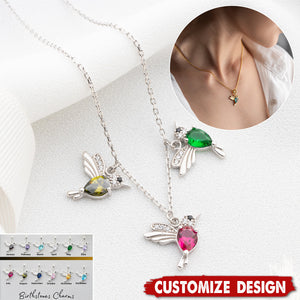 Personalized Birthstone Hummingbird Necklace - Gift Bird Lovers