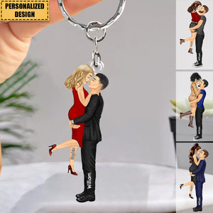 New Release - Couple Kiss Personalized Keychain, Anniversary Gift For Wife,Husband