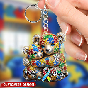 Mama Bear - Personalized Autism Awareness Keychain