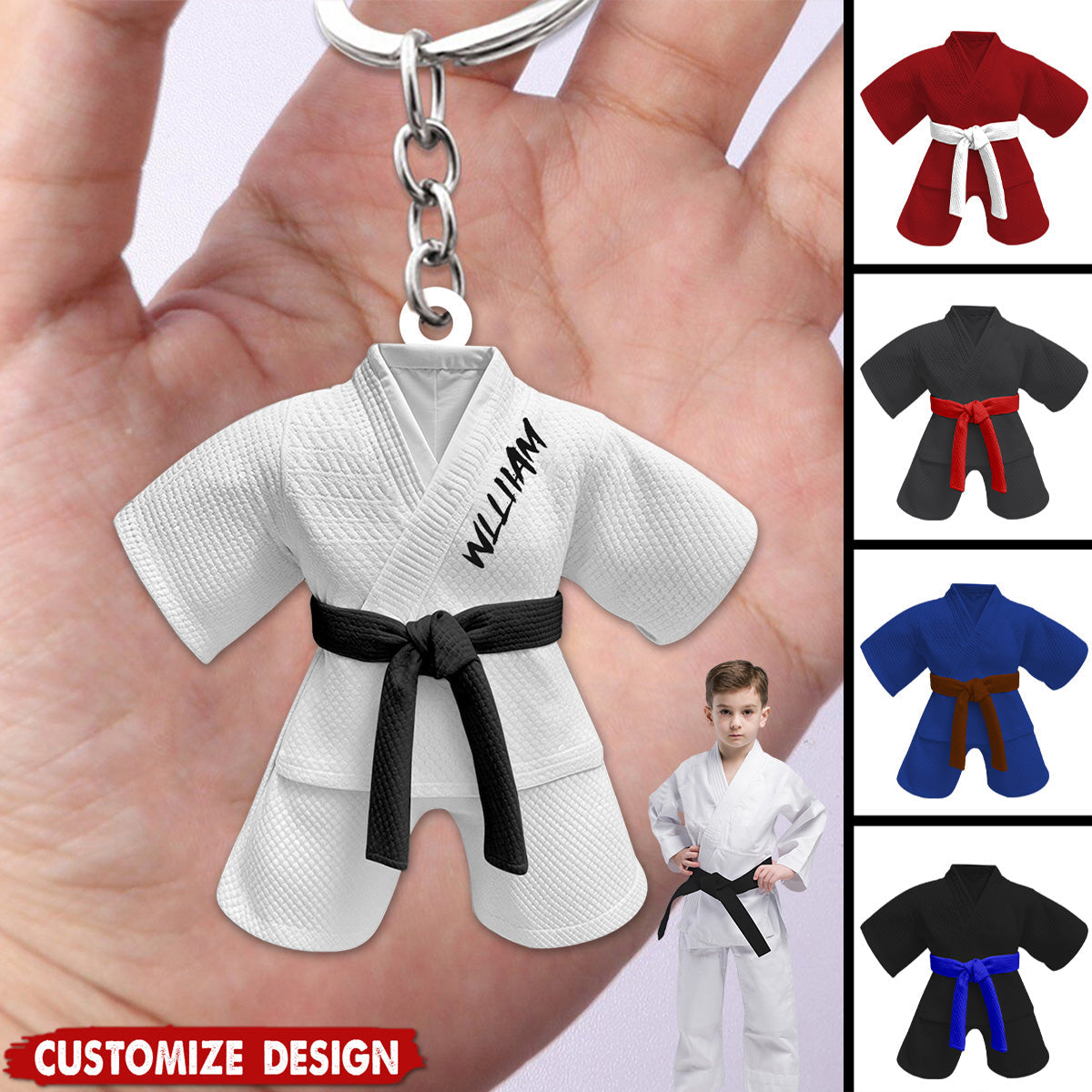 Personalized Black Belt Keychain - Gift For Jiu-Jitsu,Karate Lovers