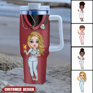 Nurse Life Pretty Doll Nurse Personalized 40oz Tumbler With Handle