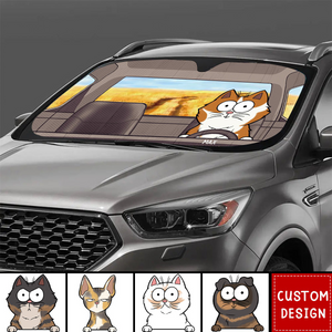 Cat's Trip - Cat Personalized Custom Auto Windshield Sunshade, Car Window Protector - Gift For Pet Owners