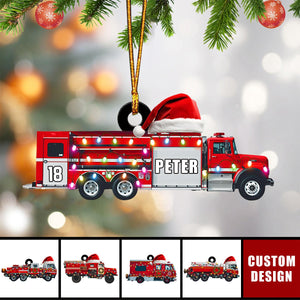 Personalized Firefighter Red Truck Christmas Ornament - 2024 New Release