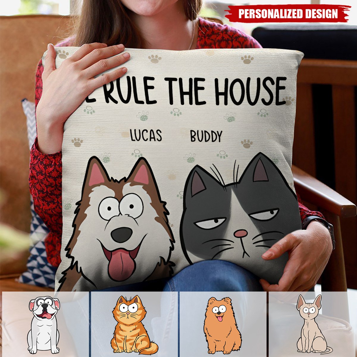 We're The Trouble - Personalized Cat Dog Pillow - Gift For Pet Owners, Pet Lovers