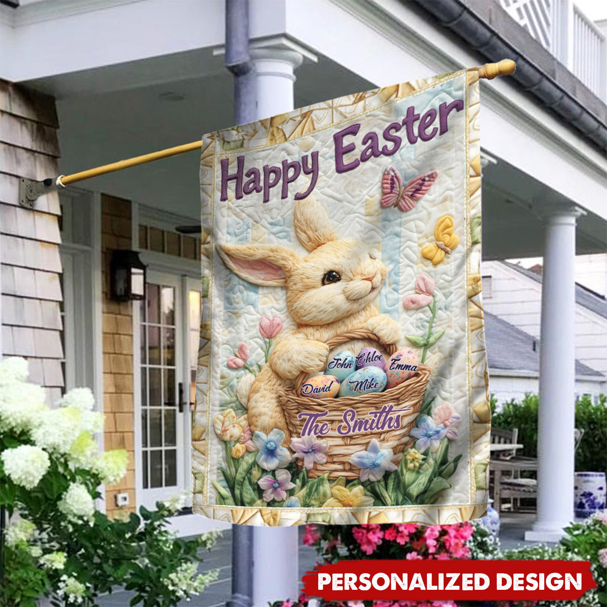 Happy Easter-Personalized Family House Flag