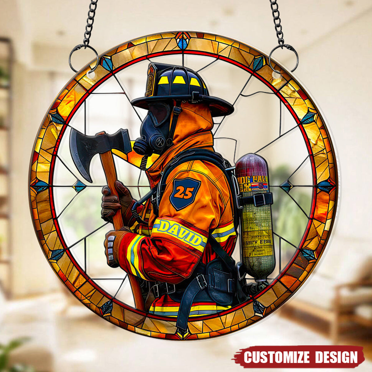 Personalized Firefighter Suncatcher Ornament - Gifts For Firefighter