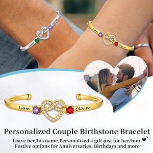 Love Forever -Personalized Birthstone Bracelet-Gift For Couple