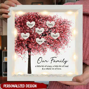 Family Tree Grandma/Mom With Heart Personalized Light Up Shadow Box