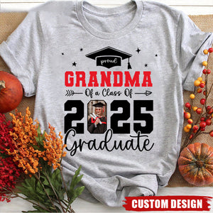 Proud Family Of 2025 Senior Graduation Photo Personalized T-Shirt