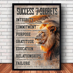 Success 7 Secrets - Motivational Lion Poster