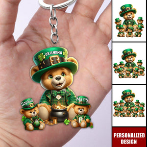 Grandma’s Bear Family Patrick’s Day-Personalized Keychain