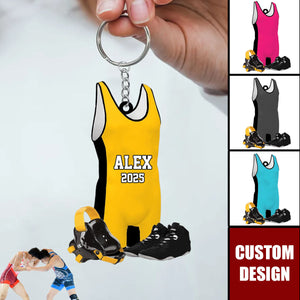 Personalized Wrestling Keychain-Gift For Wrestlers