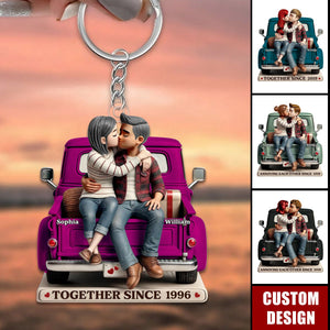 Couple On Truck Personalized Acrylic Keychain-Gift For Couple