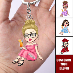 Personalized Cute Cartoon Graduate Keychain Birthday Graduation Gift for Graduates