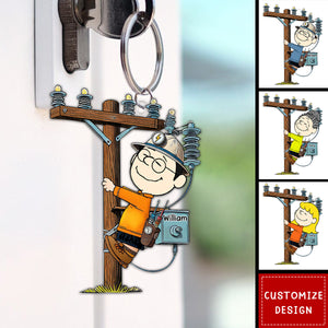 Personalized Acrylic Lineman Keychain - Gift For Lineman