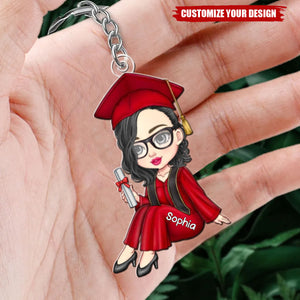 Personalized Cute Cartoon Graduate Keychain Birthday Graduation Gift for Graduates