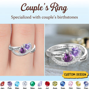 Personalized Rings With 2 Birthstones - Custom Name Promise Rings