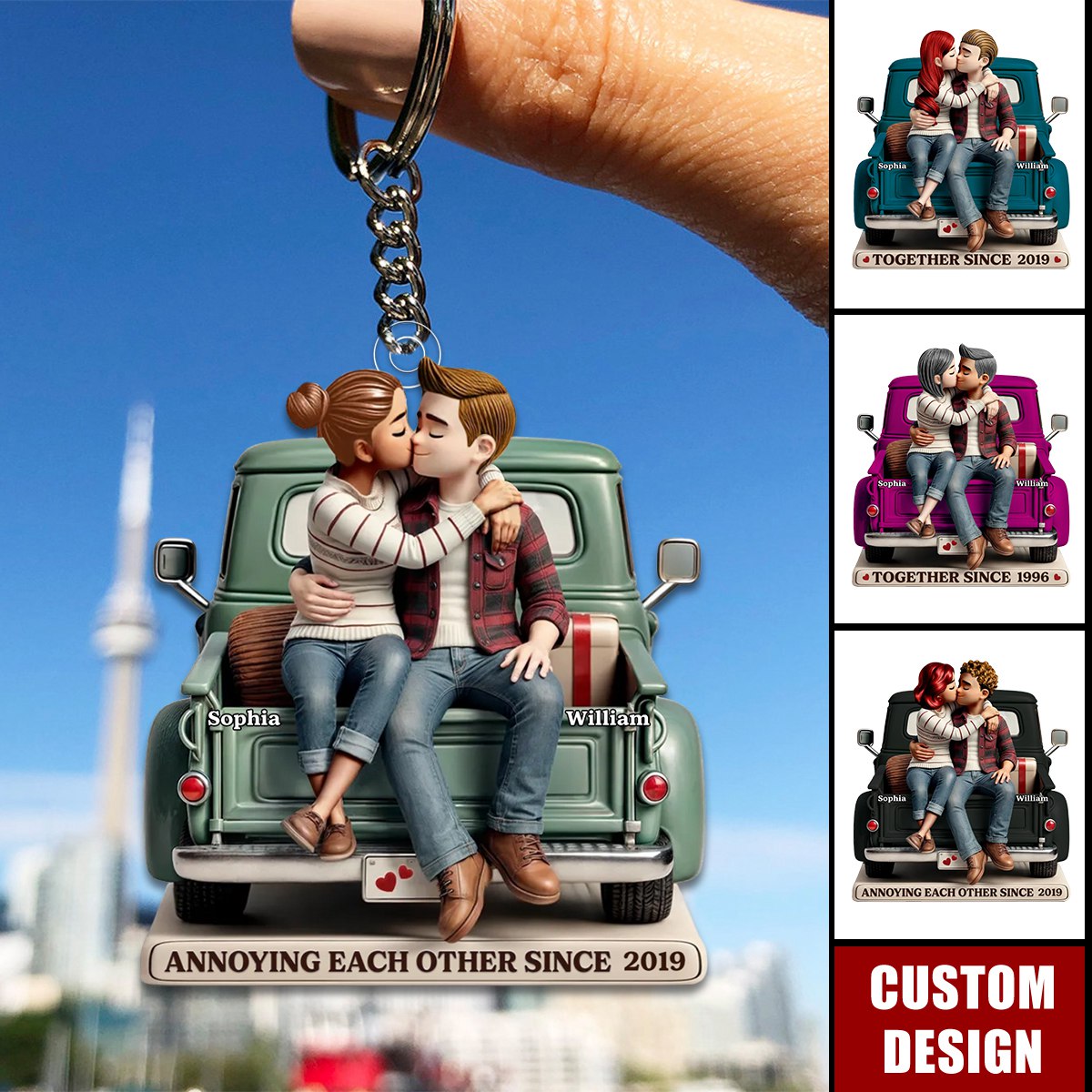 Couple On Truck Personalized Acrylic Keychain-Gift For Couple