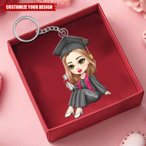 Personalized Cute Cartoon Graduate Keychain Birthday Graduation Gift for Graduates