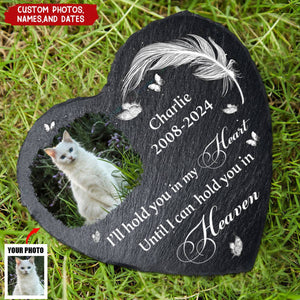 Custom Photo No Longer By My Side But Forever In My Heart - Personalized Heart Memorial Garden Stone